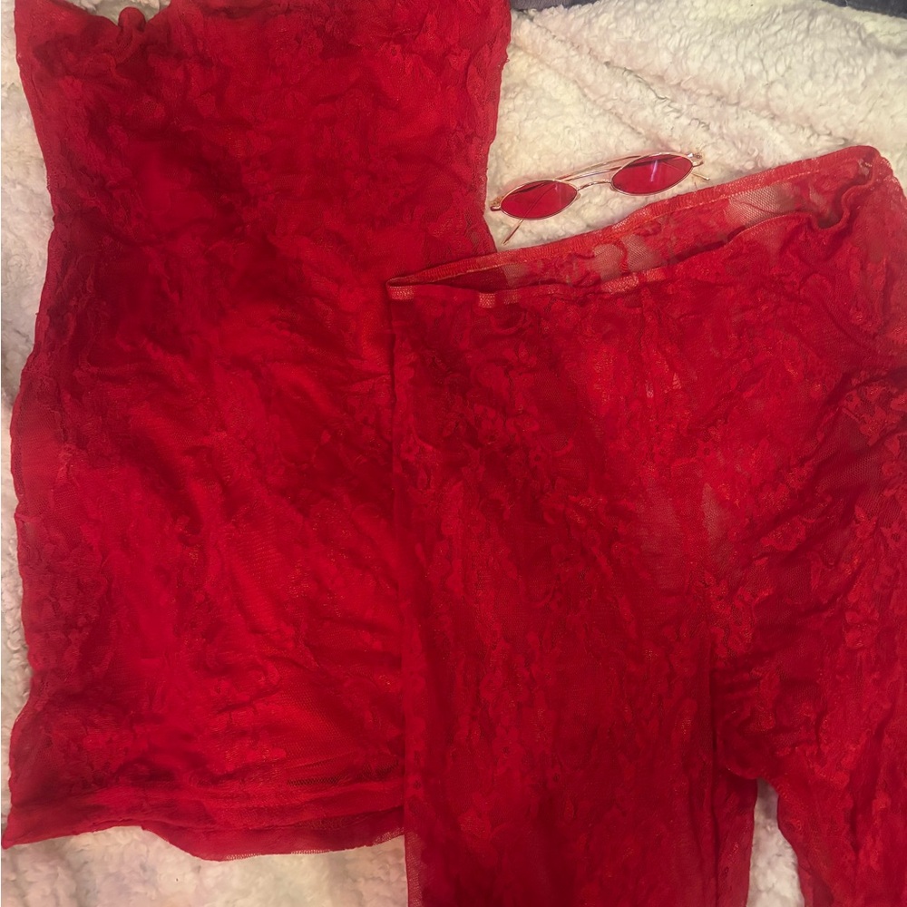 Red Lace Set